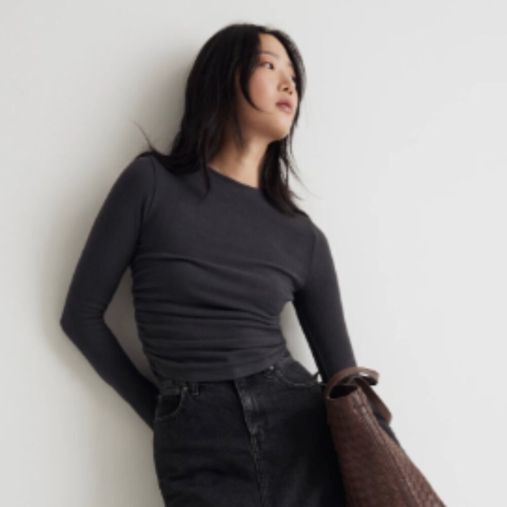 Madewell Brushed Jersey Ruched Long-Sleeve Tee